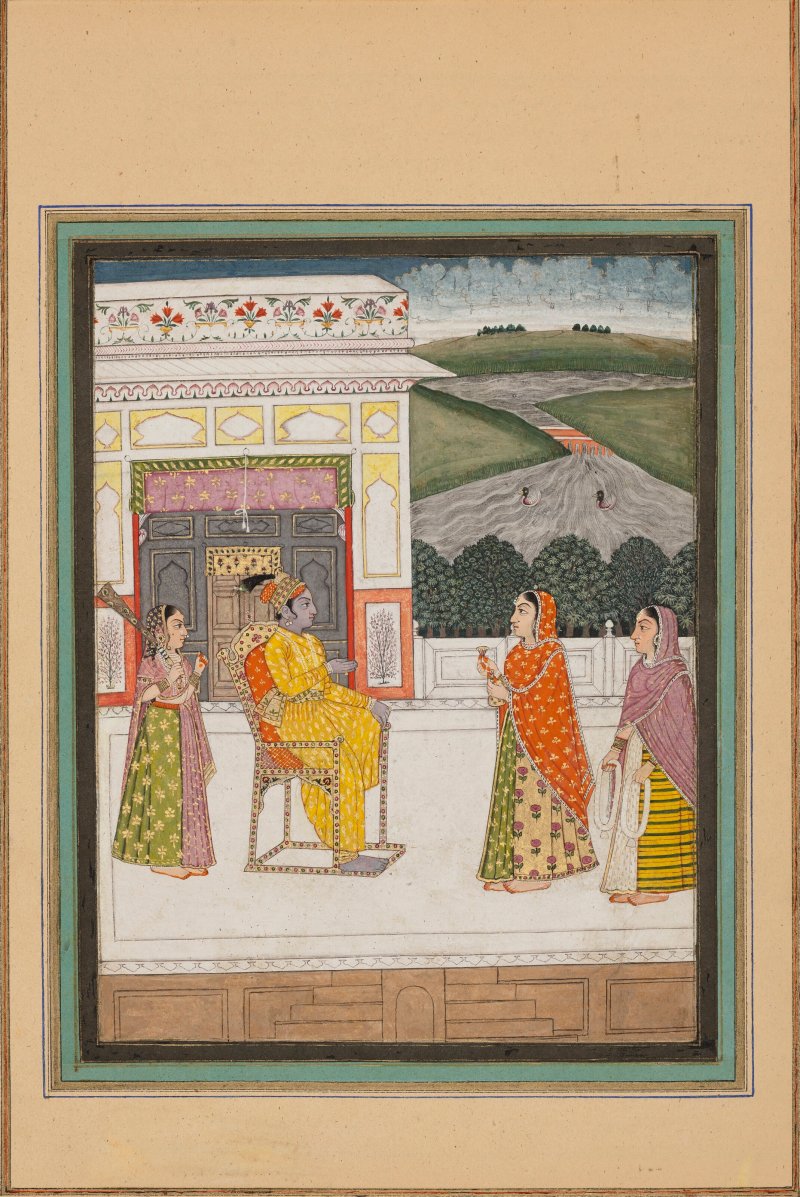 AN ILLUSTRATION FROM A RASIKAPRIYA SERIES: KRISHNA SPEAKS TO RADHA  INDIA, DECCAN, 18TH CENTURY - 图2