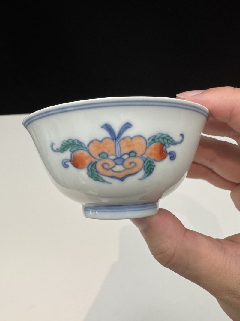 清雍正 斗彩如意多寿纹杯 （一对） - 图8