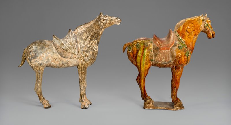 中國 唐 彩繪陶馬兩件  CHINA, TANG DYNASTY (AD 618-907) - 图2