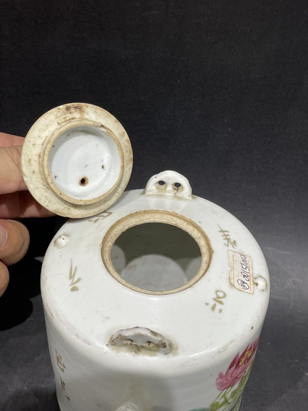 民国 浅降彩花鸟诗文茶壶 - 图6