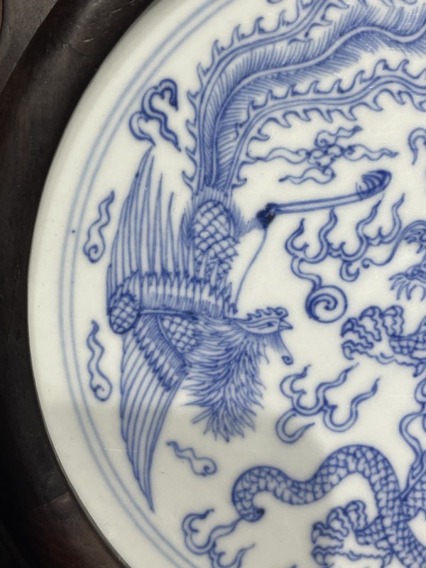 清雍正 青花龙凤纹瓷板插屏一套 - 图5