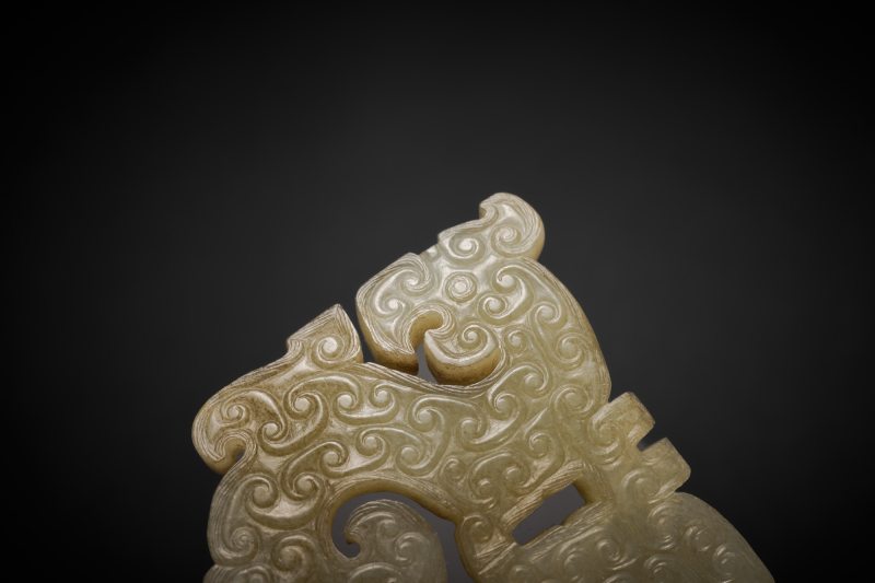 清 白玉楚式双龙凤纹玉珮 - 图13