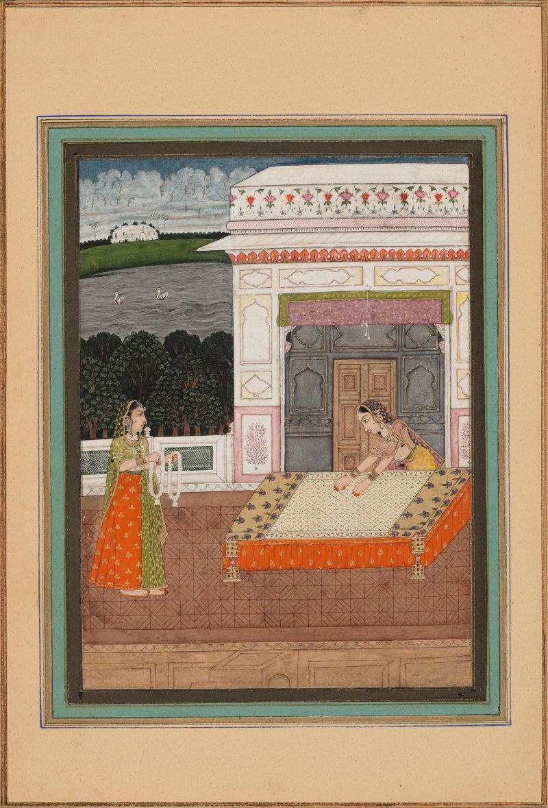 AN ILLUSTRATION FROM A RASIKAPRIYA SERIES: A NAYIKA PREPARES FOR HER LOVER TO RETURN  INDIA, DECCAN, 18TH CENTURY - 图2