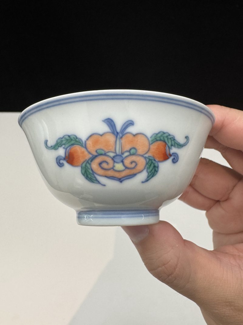 清雍正 斗彩如意多寿纹杯 （一对） - 图9