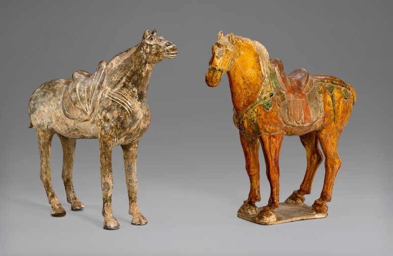 中國 唐 彩繪陶馬兩件  CHINA, TANG DYNASTY (AD 618-907) - 图3