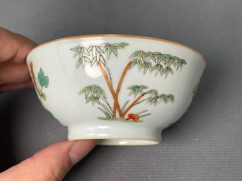 清道光 粉彩描金四君子图茶圆 - 图4