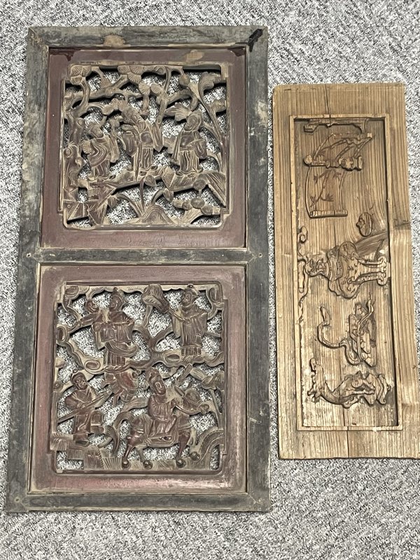老木雕版两块