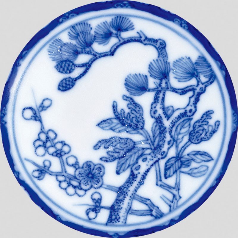 清乾隆 青花三清诗文茶碗 - 图4