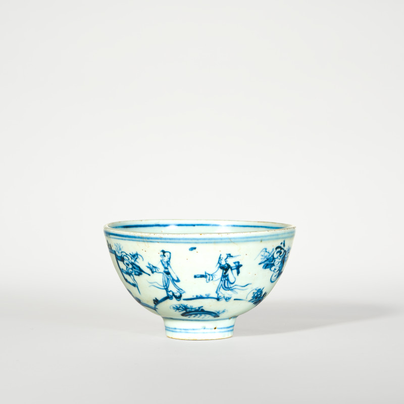 明空白期 青花高士图碗
