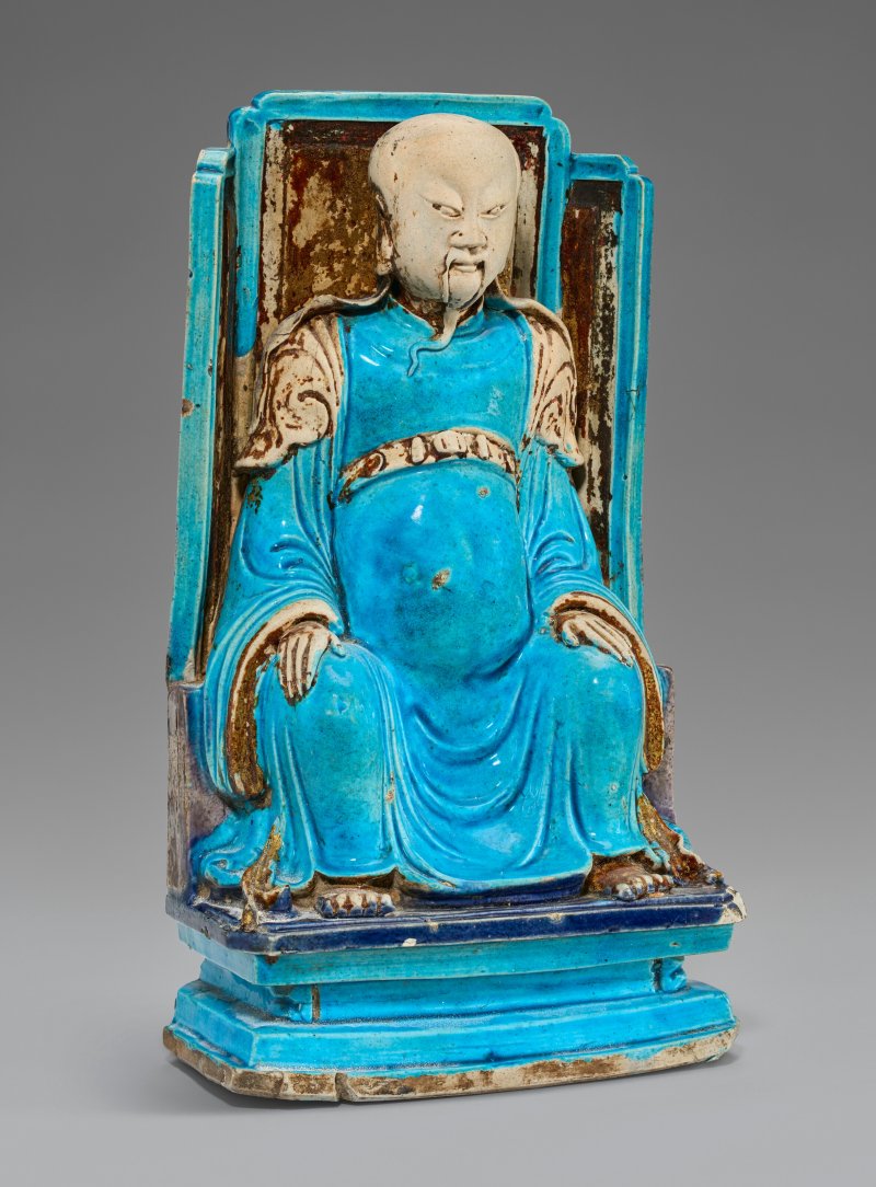 中國 清康熙 素胎孔雀綠釉真武大帝坐像  CHINA, KANGXI PERIOD (1662-1722) - 图2