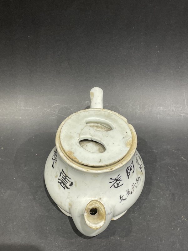 民国 墨彩诗文茶壶 - 图5