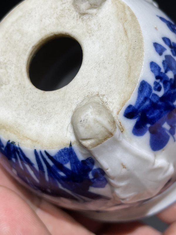 民国青花菖蒲盆带托 - 图11