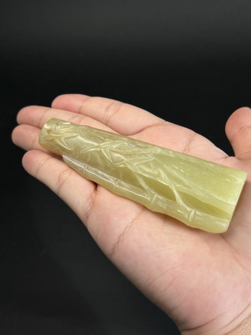 清 黄玉竹节镇纸 - 图7
