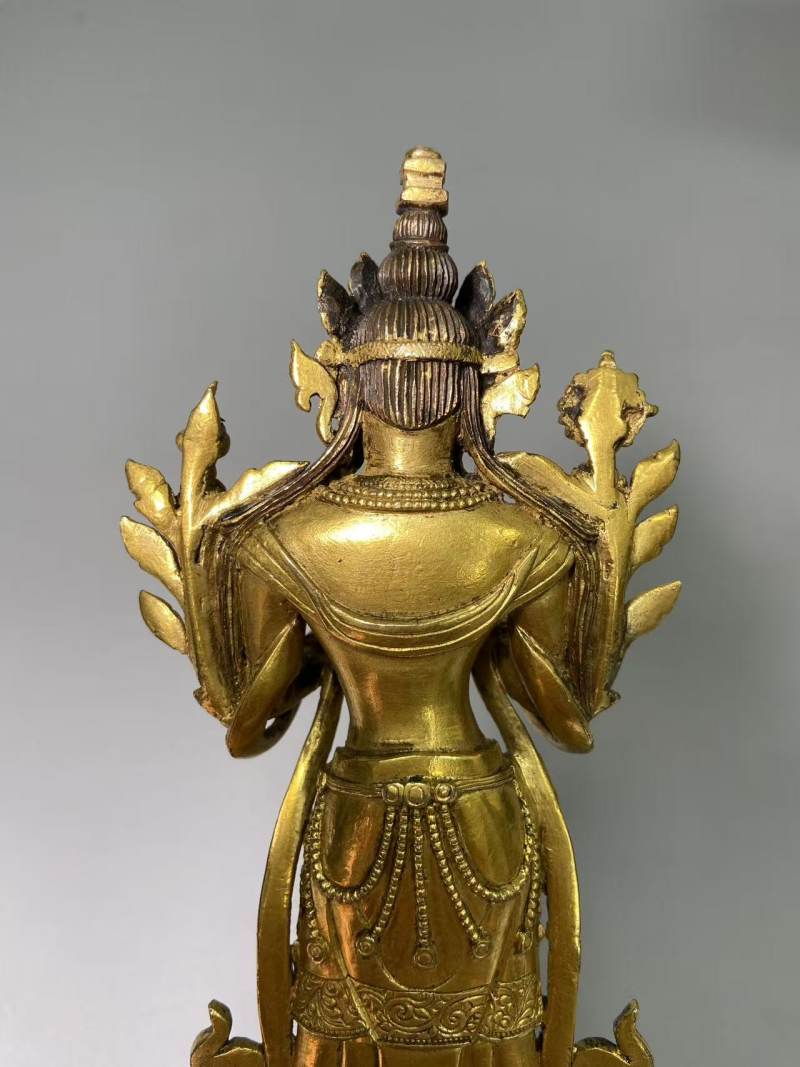 清乾隆 铜鎏金弥勒菩萨 - 图6