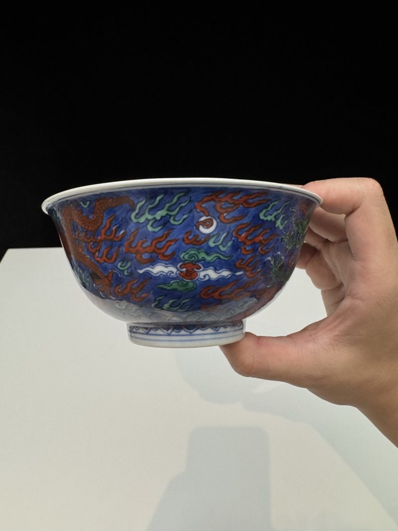 清康熙 青花五彩龙纹碗 - 图7