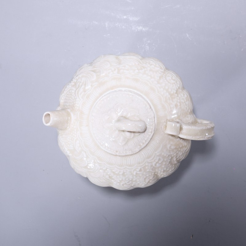 明代 白釉印花执壶 - 图2