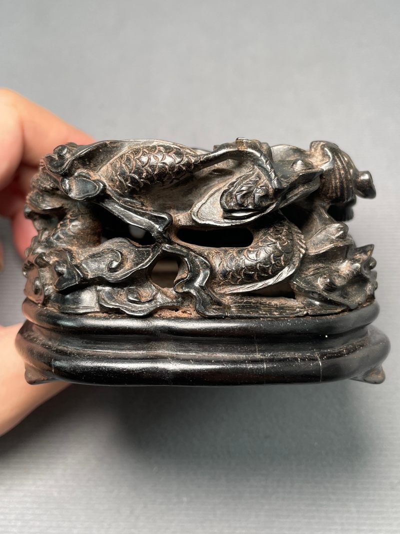 清 紫檀龙纹底座 - 图8