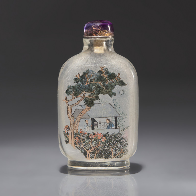 1897年 馬少宣作玻璃內畫人物詩文鼻煙壺 | A Chinese Interior Painted Glass Snuff Bottle, Ma Shaoxuan, 1897 - 图1