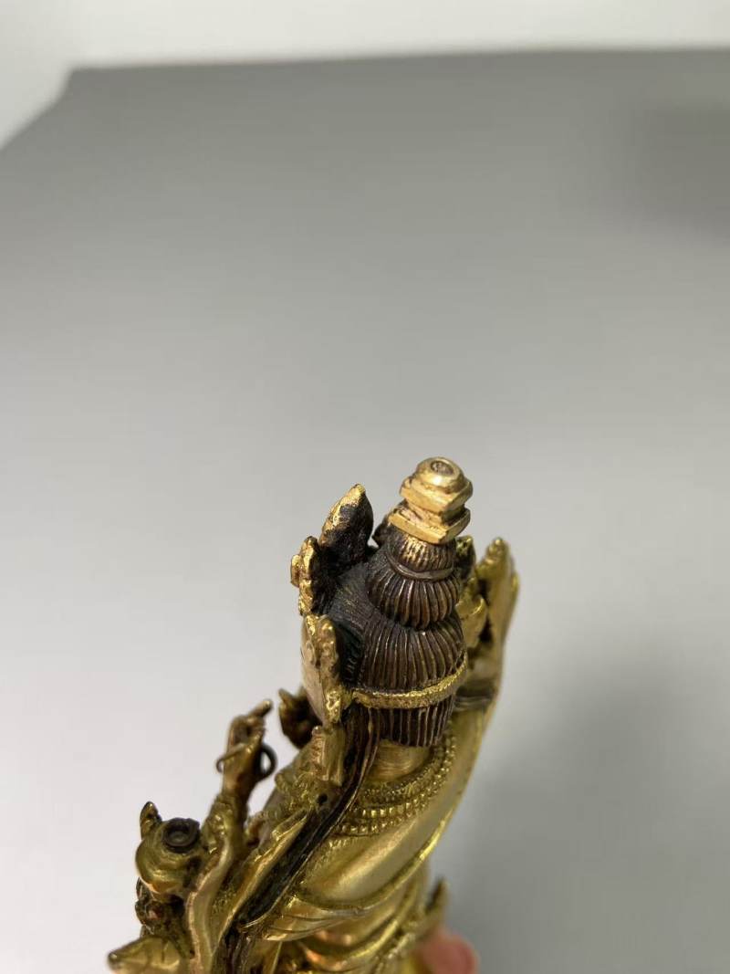 清乾隆 铜鎏金弥勒菩萨 - 图8