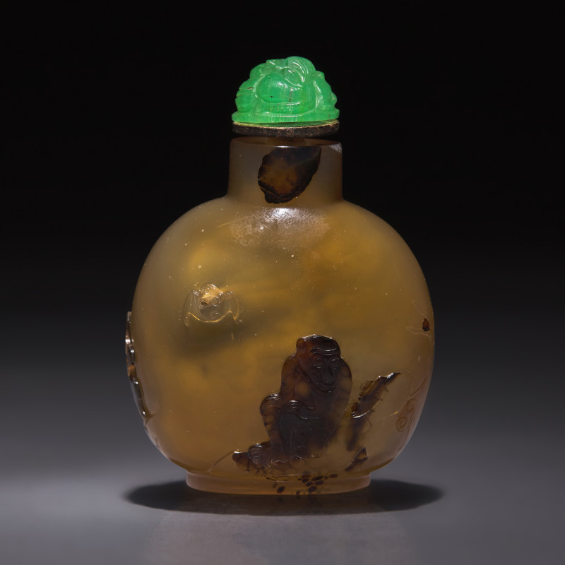 1760–1820年 瑪瑙巧雕馬上封侯圖鼻煙壺 | A Chinese Carved Agate "Horse and Monkey" Snuff Bottle, Qing Dynasty, Circa 1760-1820 - 图2
