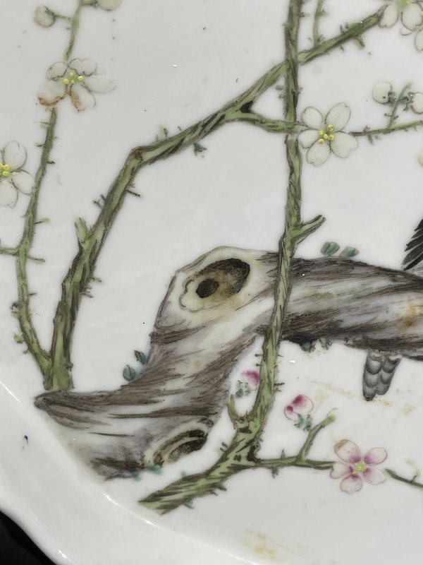 民国 粉彩花鸟纹茶盘 - 图4