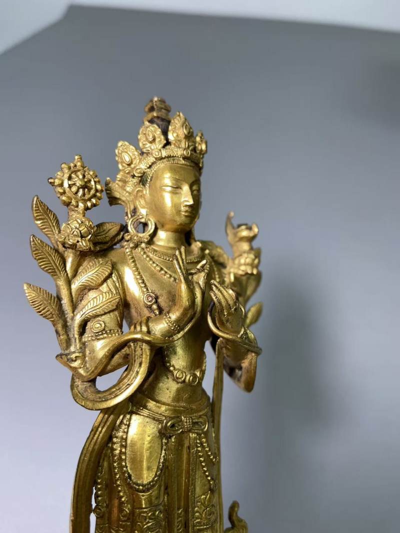 清乾隆 铜鎏金弥勒菩萨 - 图10