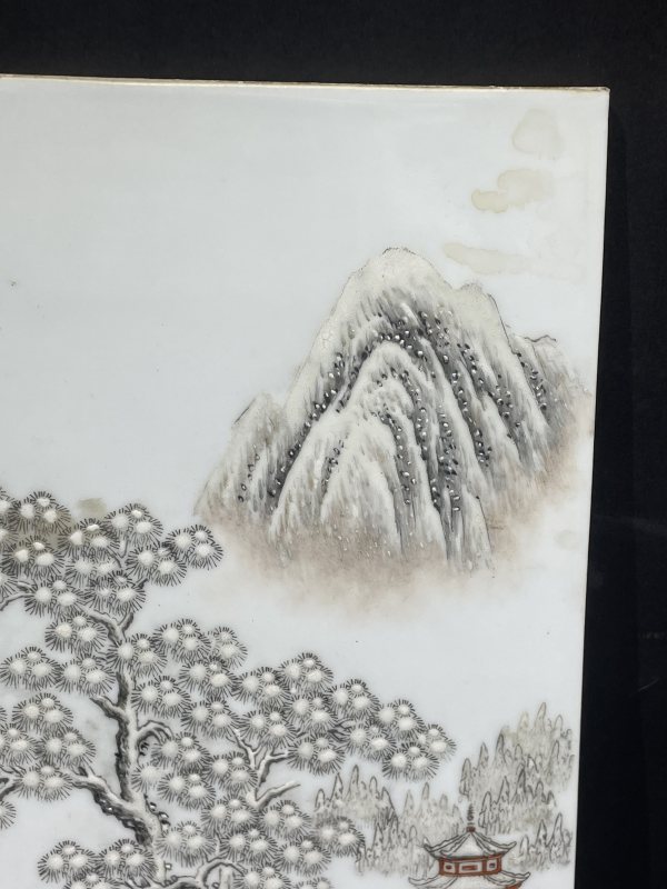 民国 粉彩雪景图瓷板 - 图3