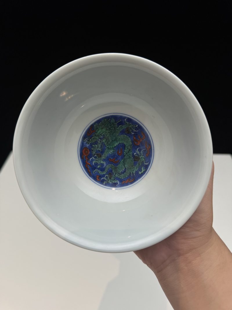 清康熙 青花五彩龙纹碗 - 图11
