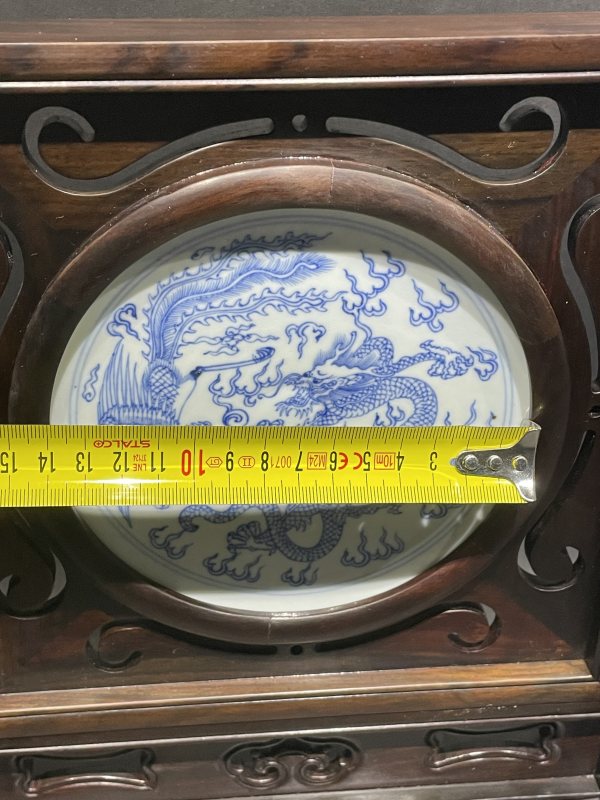 清雍正 青花龙凤纹瓷板插屏一套 - 图12