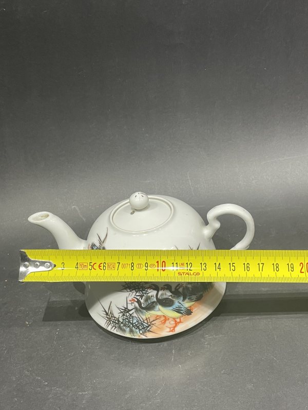 民国 新粉彩花鸟纹茶壶 - 图11