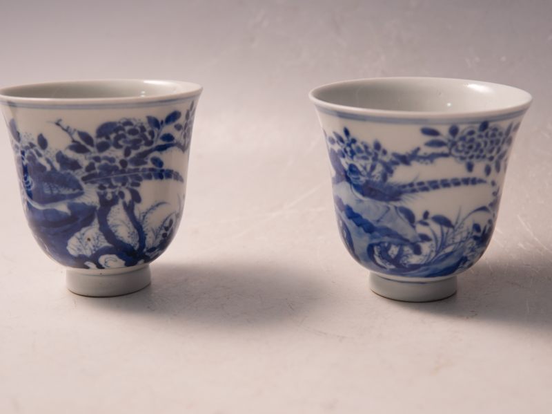 清晚期 青花锦鸡牡丹杯 - 图5