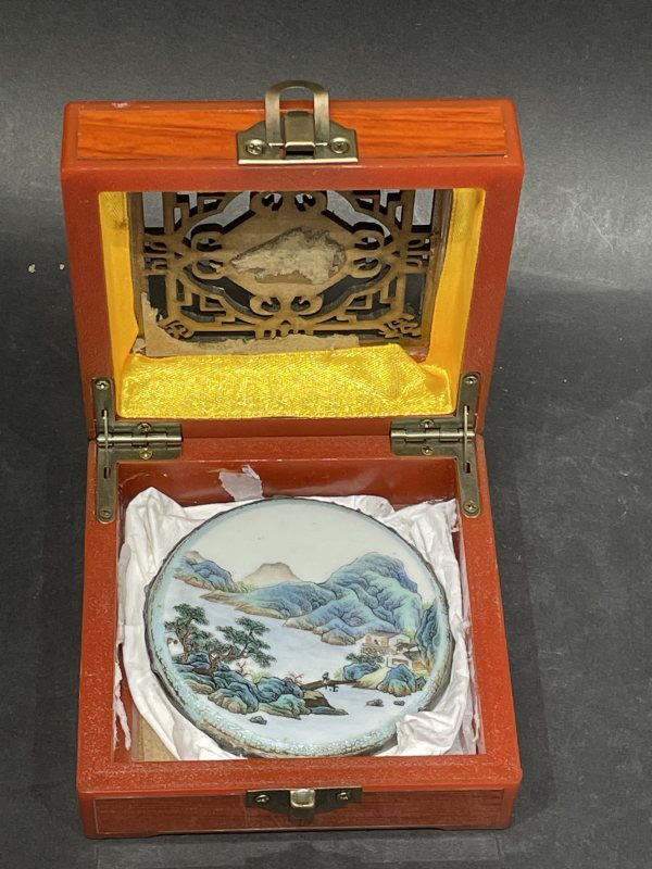 民国 粉彩山水纹小瓷板
