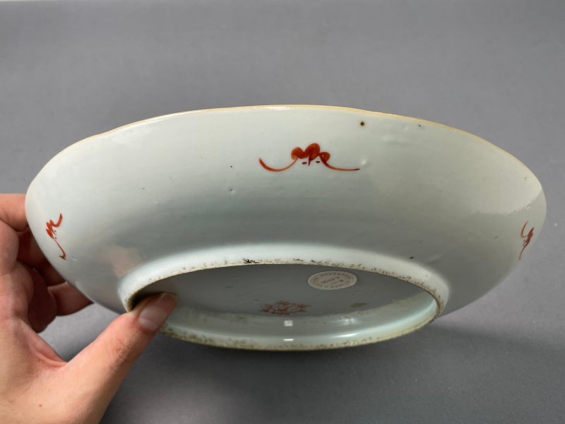 清中期 粉彩鹤鹿同春图盘 - 图4