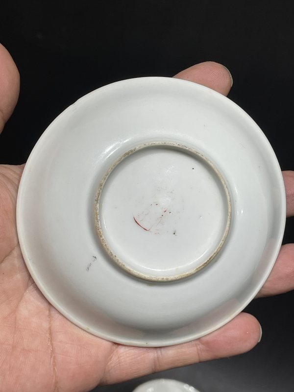 粉彩粉彩花虫诗文盘一对 - 图6