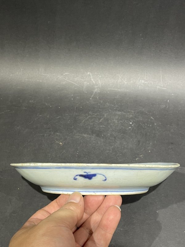 清雍乾 青花福寿纹盘 - 图4