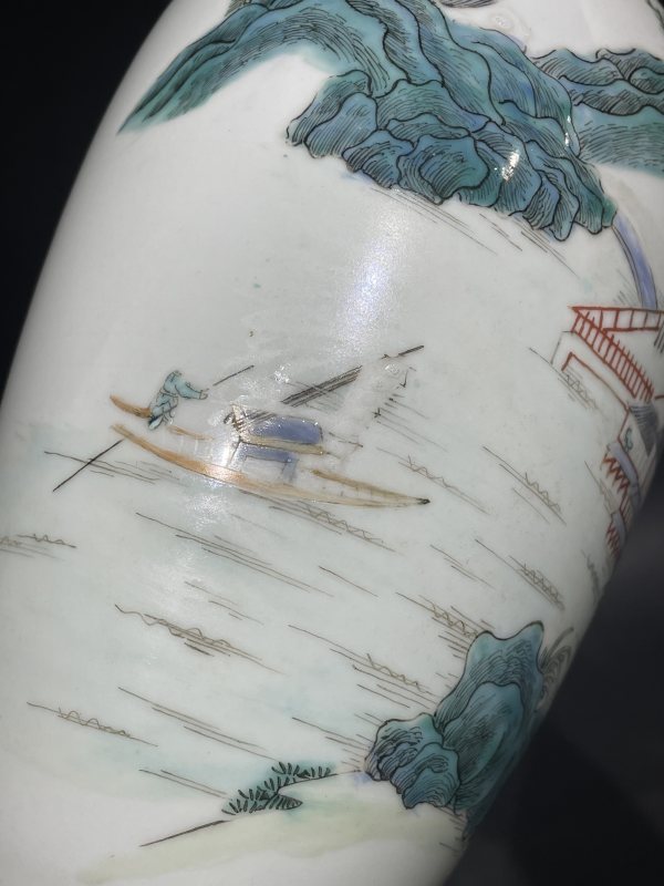 粉彩山水纹瓶 - 图6