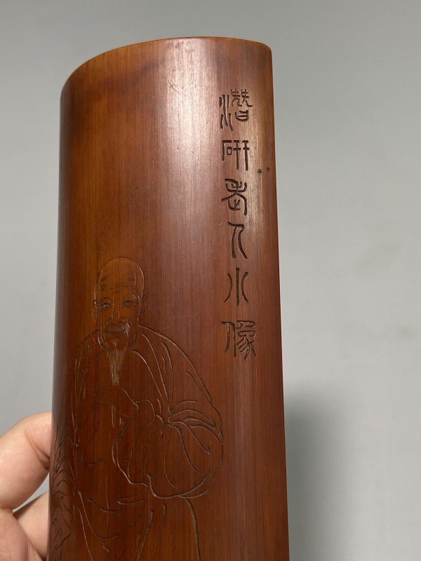 清 竹雕人物臂搁 - 图3