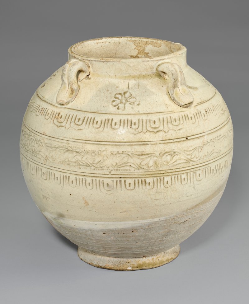 中國 隋 白釉刻花四繫罐  SUI DYNASTY (AD 581-618) - 图2
