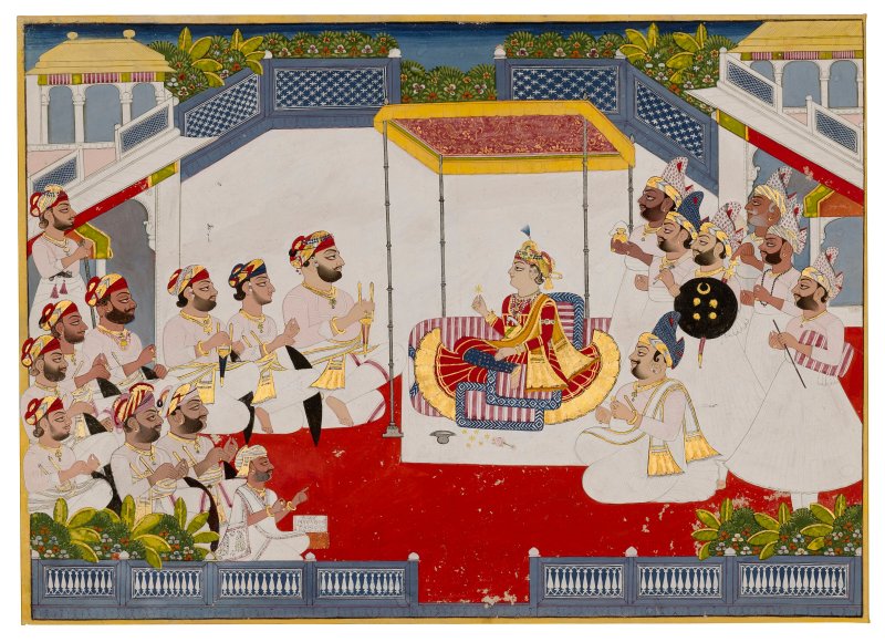 A PORTRAIT OF YOUNG PRINCE IN DARBAR  INDIA, RAJASTHAN, JODPHUR, EARLY 19TH CENTURY