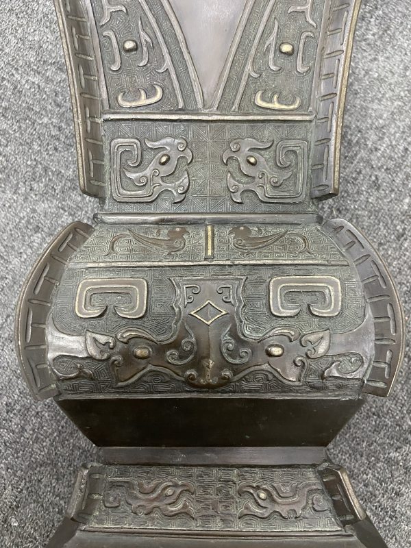 清 错金银兽面纹出戟方尊一对 - 图34