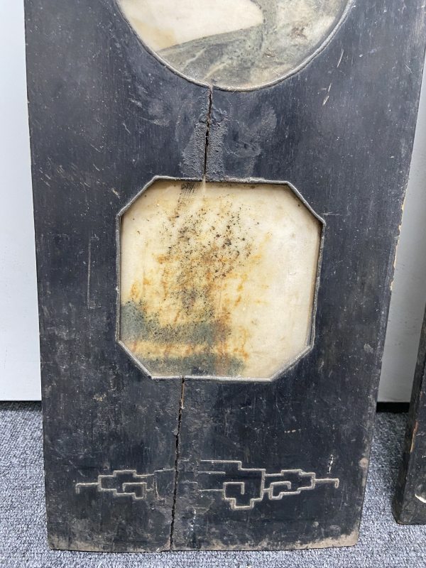 清 楠木镶云石对联 - 图7