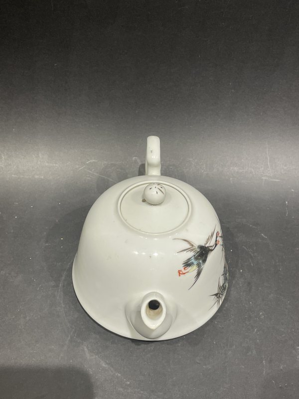 民国 新粉彩花鸟纹茶壶 - 图5