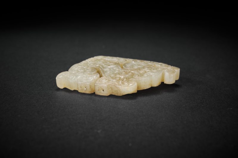 清 白玉楚式双龙凤纹玉珮 - 图4