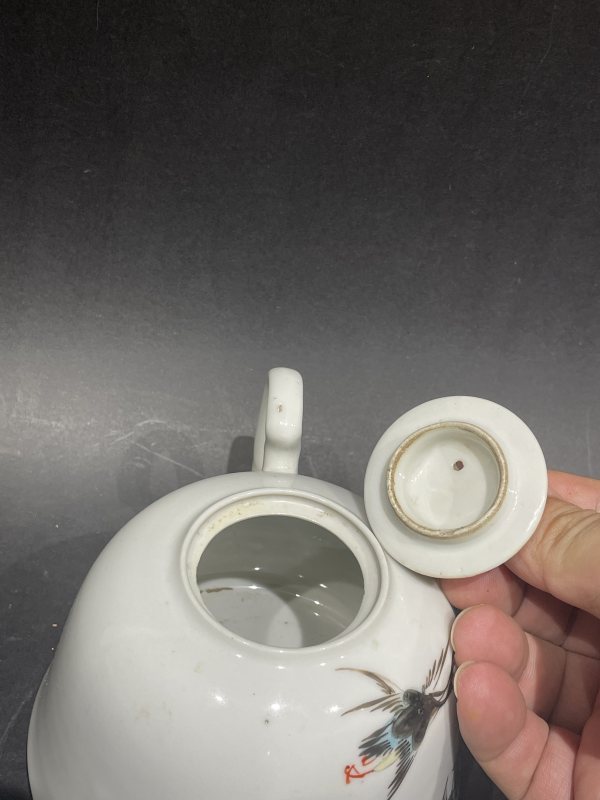 民国 新粉彩花鸟纹茶壶 - 图6