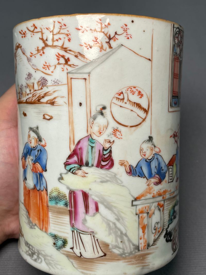清乾隆 广彩开光人物故事图把杯 - 图11
