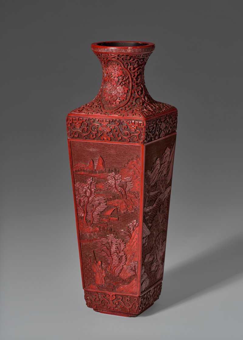 中國 晚清 剔紅山水紋方瓶  CHINA, LATE QING DYNASTY - 图2