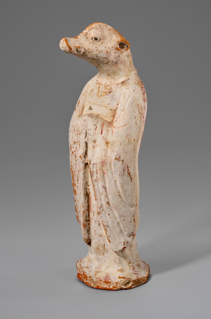 中國 唐 彩繪陶豬首俑  CHINA, TANG DYNASTY (AD 618-907) - 图3
