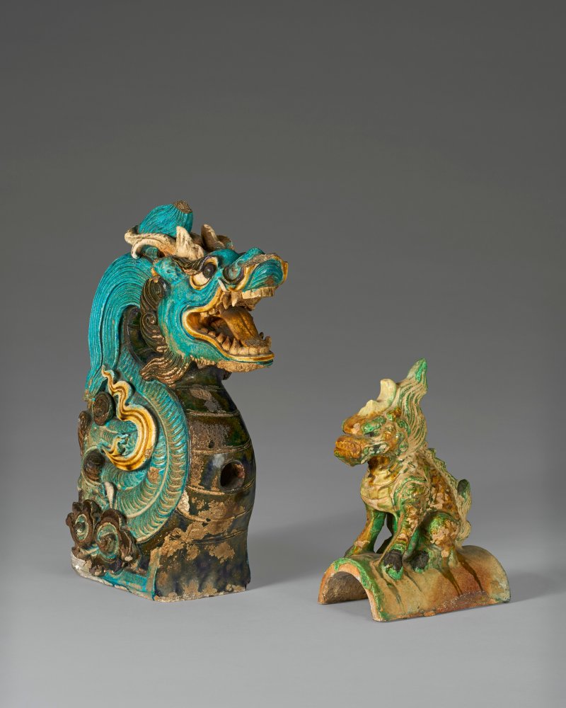 中國 明 琉璃瓦走獸兩件  CHINA, MING DYNASTY (1368-1644) - 图1