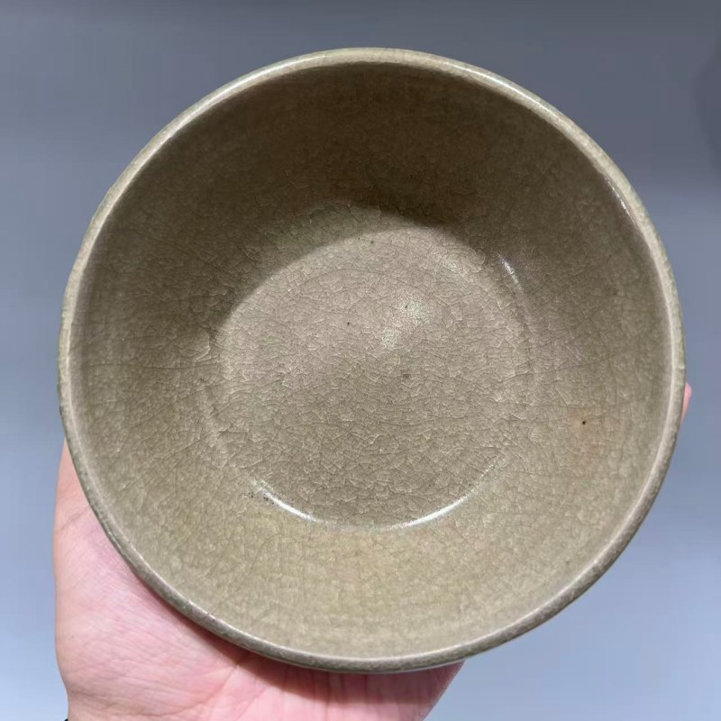 明代 龙泉窑米黄釉直边洗 - 图4