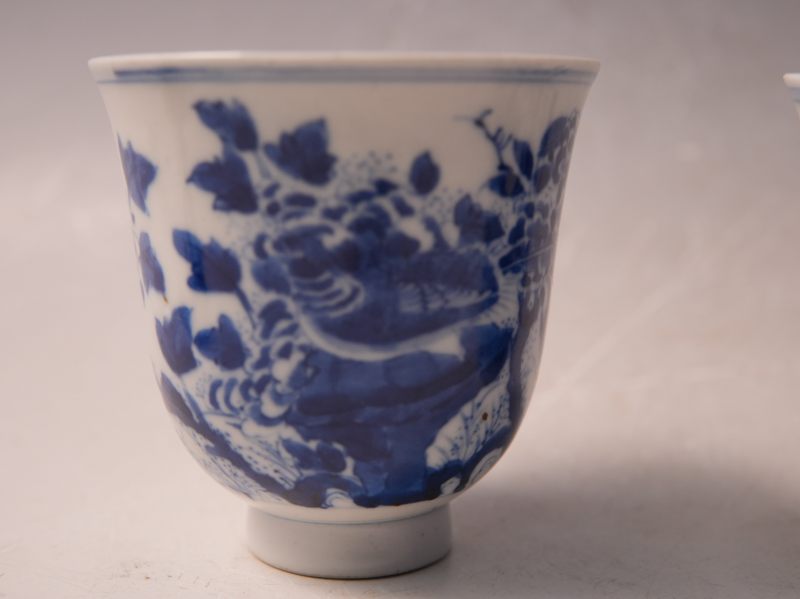 清晚期 青花锦鸡牡丹杯 - 图2